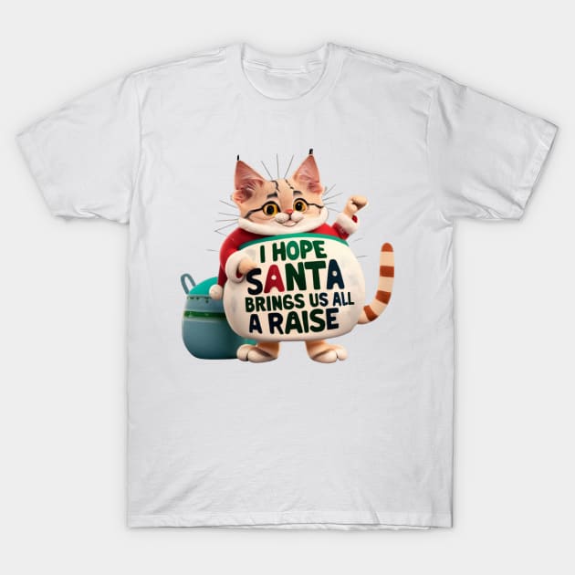 I Hope Santa Brings Us All a Raise Office Christmas Party Wishes T-Shirt by Positive Designer